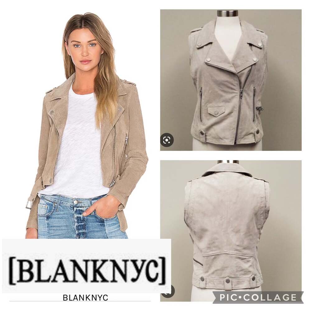 Blank NYC Suede Leather cZip Front Moto Vest size medium